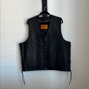 Men's Black Leather Vest with Side Laces